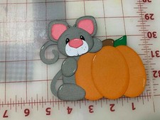 Mouse with pumpkin Fall Halloween scrapbook premade paper piecing