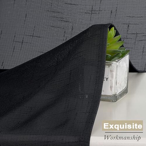 Kirei Cortinas Negras Transparentes 96 Pulgadas Largo 2 W 40" x L 96" | Par Negro-textura - Imagen 3 de 7