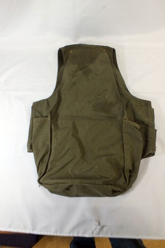 Vintage 1940s 1950s Hinson Shooting Bird Hunting Game Vest Size 38 Green Canvas - Picture 6 of 7