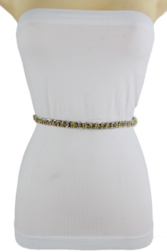 Mujer Plata Cadena Metal Cinturón de Moda Bling Malla Oro Cuenta XS S M L XL XXL - Imagen 4 de 12