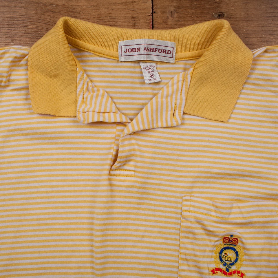 Camiseta Polo Vintage Puntada Única L Años 80 Bolsillo Polo John Ashford Crest Foto 3 de 4