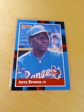 1988 DONRUSS #408 JERRY BROWNE Texas Rangers Baseball Card, 2nd Base, Star. (NM)