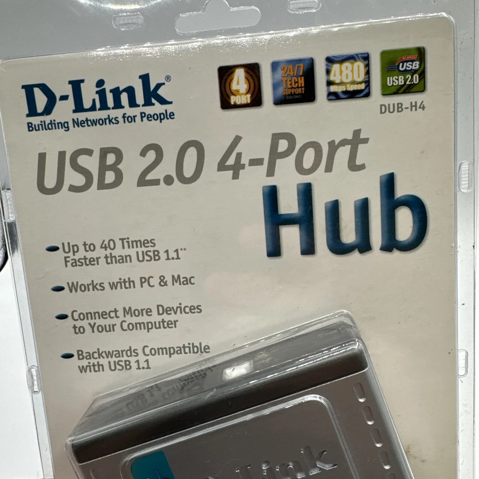 D-Link 4 Port USB 2.0 Hub Fast Charge External Hub DUB-H4 - New Sealed - Image 4 of 4