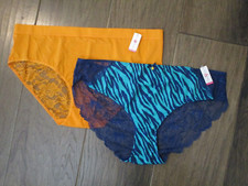 ASHLEY STEWART 2-PACK LACE BACK PANTIES IN ORANGE/BLUE SIZE 22/24