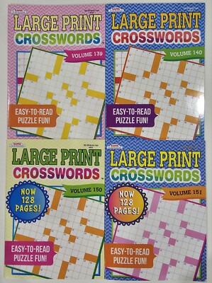 4 Kappa Puzzles Large Print Crosswords Activity Books Vol#139- 151 Easy ...