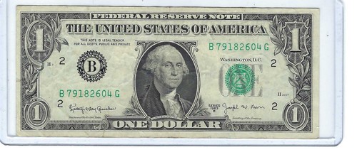 $1 Fancy One Dollar Note Bill 1963B JOSEPH W. BARR B79182604G (61 years) RARE