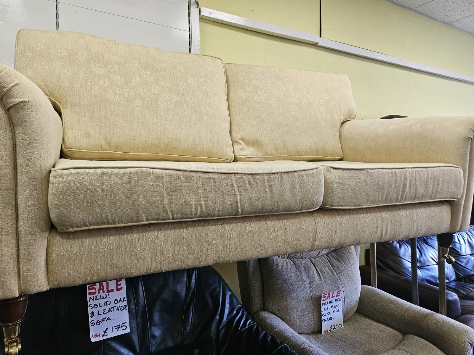 New Laura Ashley Cream Fabric 2 Seater Sofa On Casters eBay