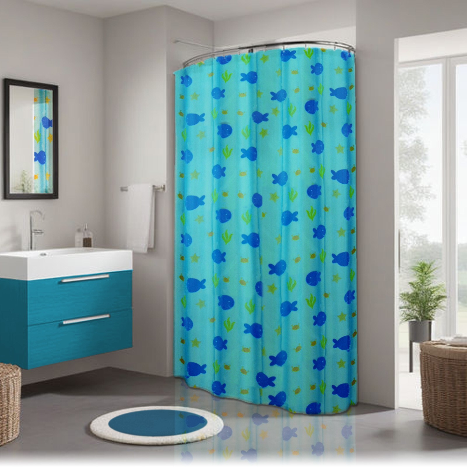 ZCHOMI Duschvorhang 183x183 Cm – Wasserdicht, Aquarell-Blumen Design, Polyester, Mit 12 Haken