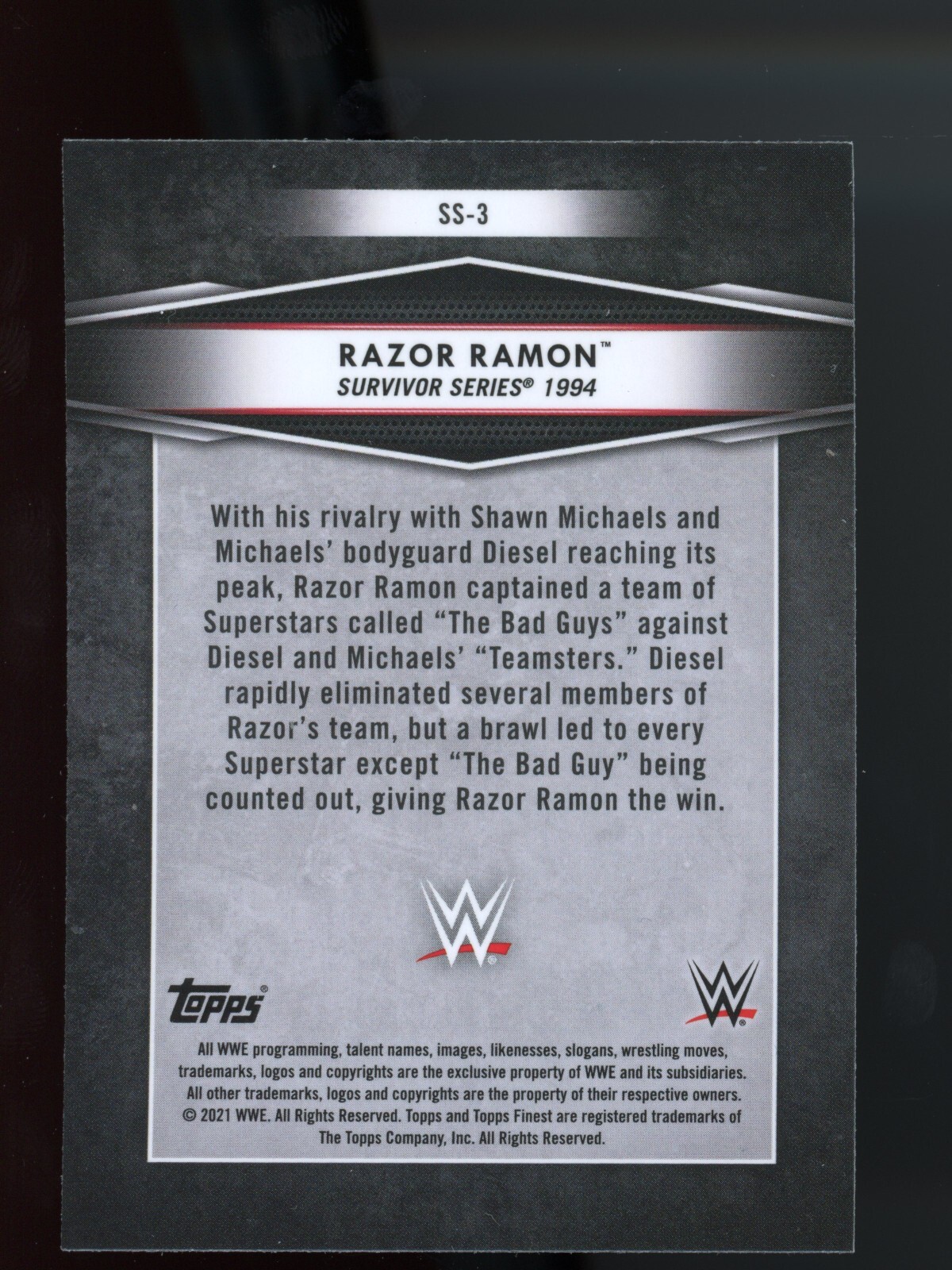 Razor Ramon Card Razor Ramon - 2021 Topps Finest Insert #SS-3 Survivor Series Card ...