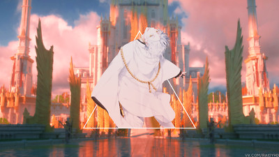 Anime pictureinpicture fantasy city white hair Custom Gaming Mat Desk