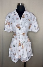 Women's White Belted Collared Co-Ord Shorts Set One Size Small to Large