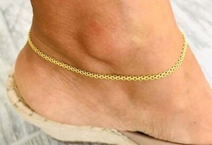 Authentic 925 Solid Sterling Silver &14K Gold Plated 2mm Bismarck Anklet Bracelet 9" -EA46