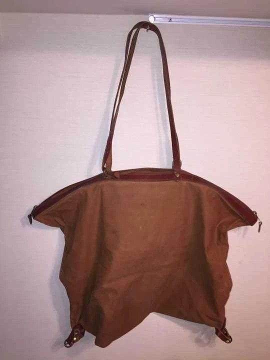 IL BISONTE Leather x Canvas Shoulder Bag Unisex Brown Used from Japan