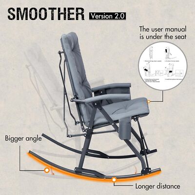 PORTAL Folding Rocking Chair Indoor & Outdoor Thick Padded back