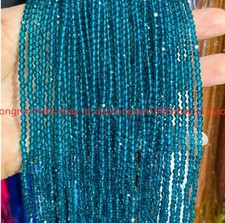 Natural 5 Strand 3mm Faceted Blue Spinel Gemstone Round Loose Beads 15'' Strand