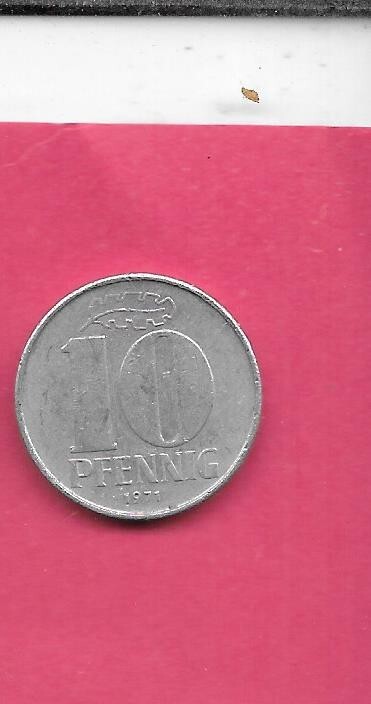EAST GERMANY DDR KM10 1971 A VF-VERY FINE-NICE OLD ALUMINUM 1O PFENNIG COIN