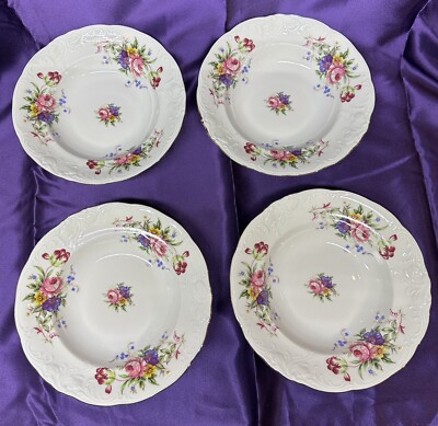1940s Walbrzych Royal Vienna Enchanted Garden Poland Soup/Salad/Cereal Bowls (4)