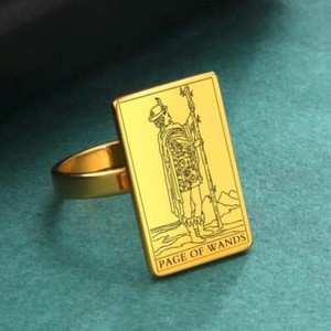 Authentic Tarot Card Ring | Suit Of Wands Charms | Gold-Plated Spiritual Jewelry