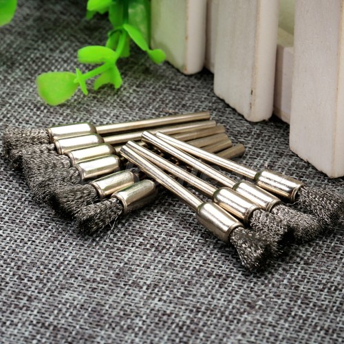 10Pcs Steel Wire Pen Brushes Drill End Polishing 3mm Shank Rotary Tool Wholesale - Picture 5 of 8