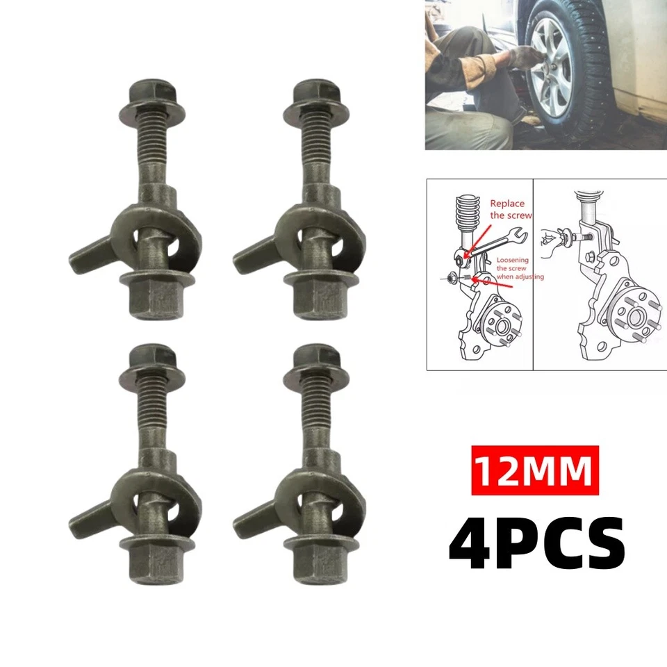 Kit de perno de leva ajustable de alineación de cuatro ruedas de acero para vehículos de 12 mm 4 piezas nuevo Foto 3 de 4
