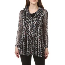 Damee, Abstract Sparkle Jacket, Petite Large, Silver Multicolor