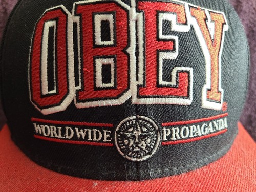 OBEY Worldwide Propaganda Snapback Hat /Cap Black Embroidered Adjustable - Picture 7 of 11