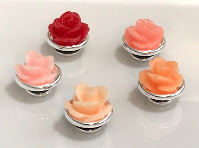 Carved Coral Red Rose Flower 3D Jewelpops / Kameleon