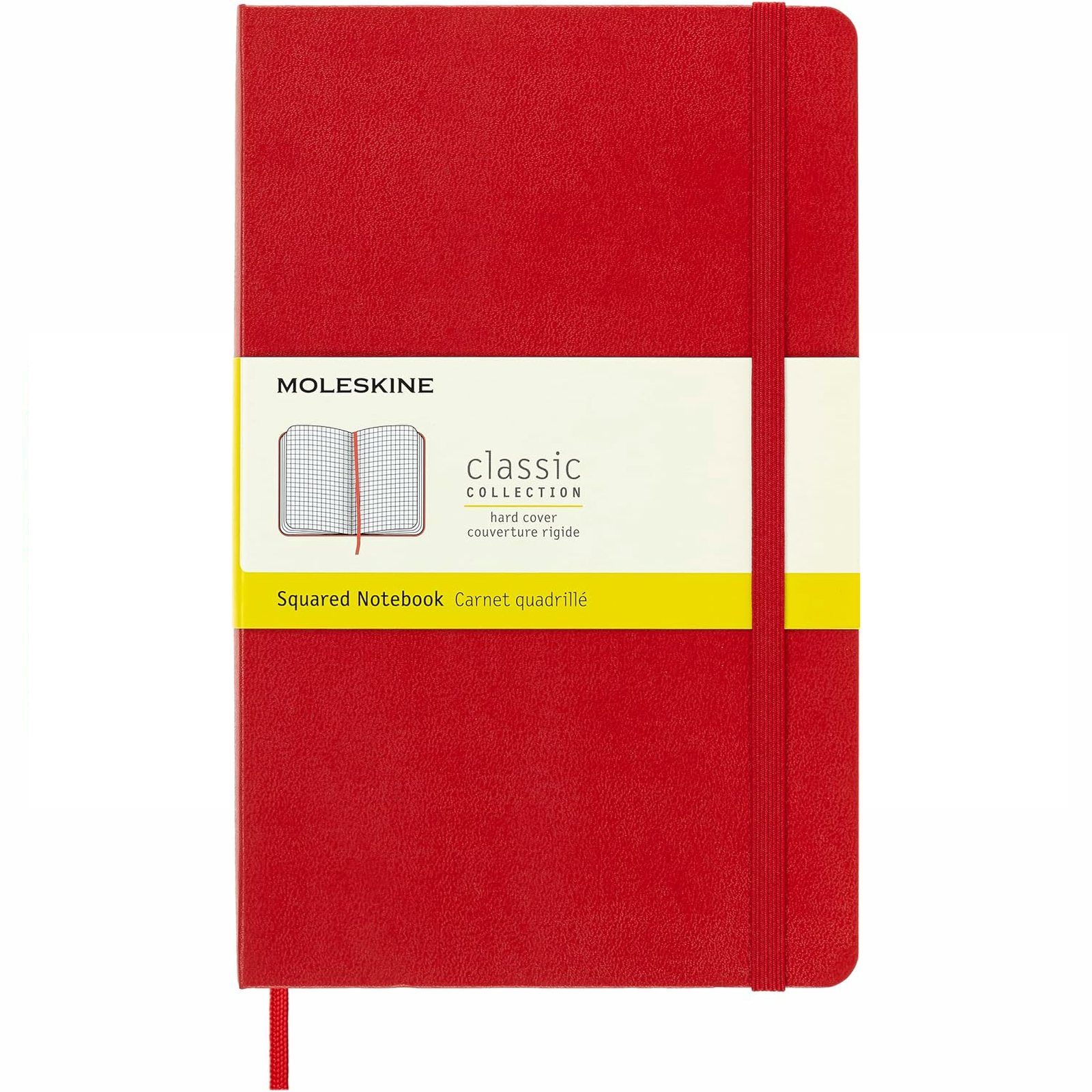 Moleskine Classic Collection Large Hard Cover Notebook - Scarlet Red - Squared