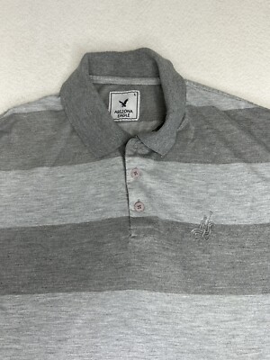 Arizona Eagle Golf Mens Polo Shirt Large Gray Striped Short Sleeve L