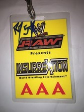 RAW INSURREXTION WWE HAND SIGNED RVD EVENT BACKSTAGE BADGE 