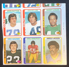 1978 Topps Football Card Uncut 6 Panel Card Miscut Error Dutton Lee Logan Wagner