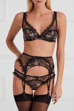 AGENT PROVOCATEUR CARLI BRA BRIEF SUSPENDER SET 34C MEDIUM AP3 BNWT RRP £325