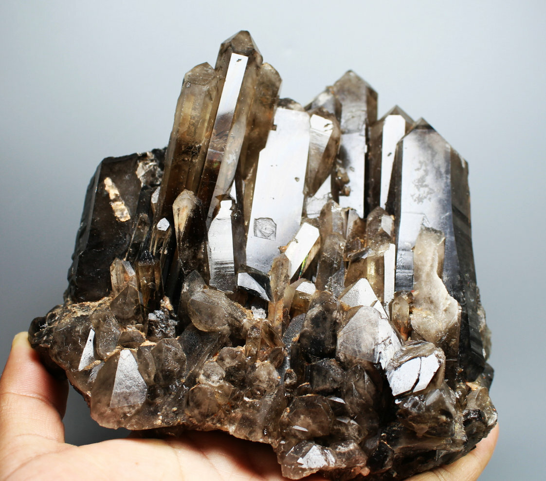 Natural Rare Black Quartz Crystal Cluster Mineral Specimen 2.89lb