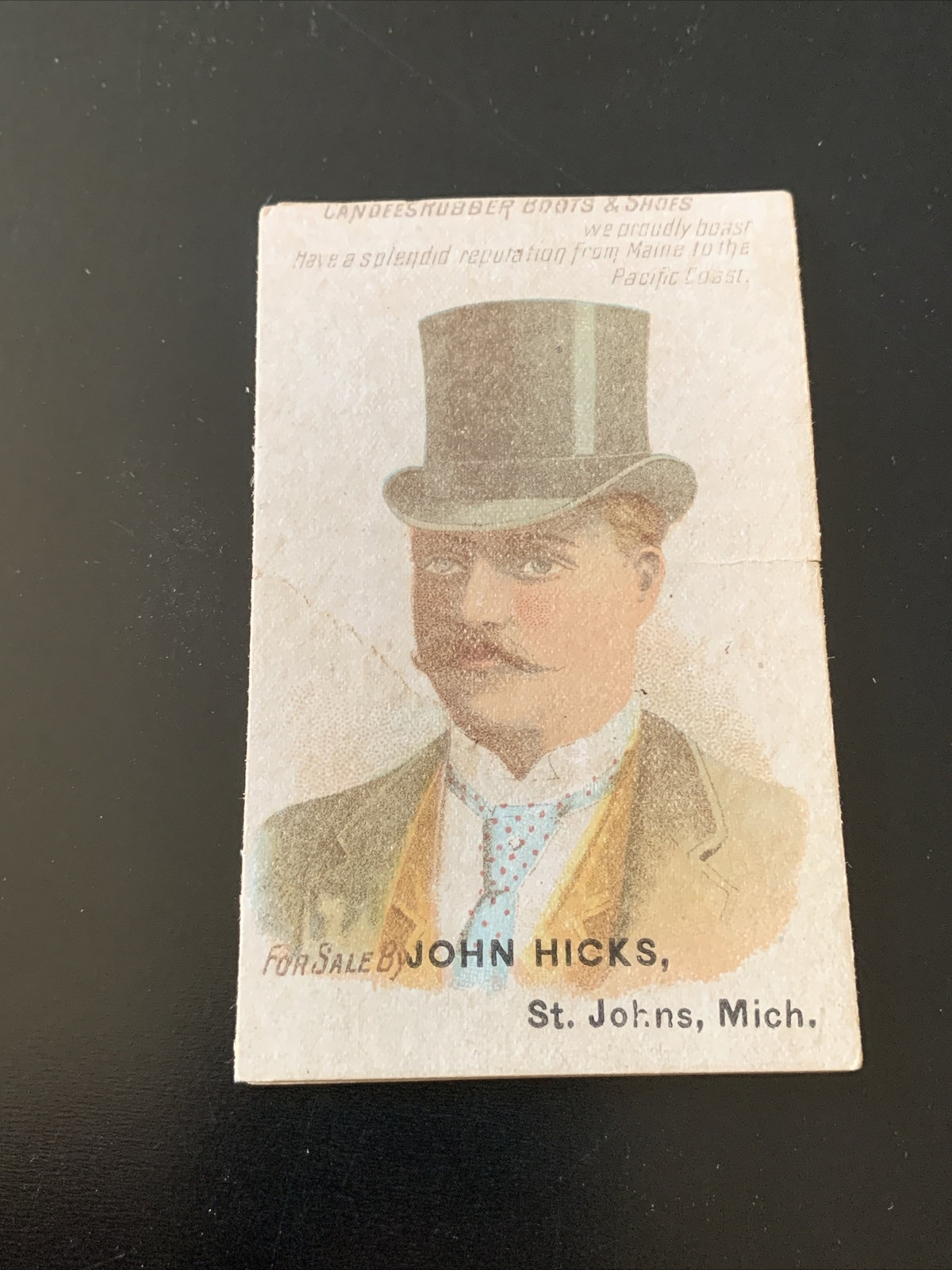 Antique St. Johns Michigan John Hicks Advertisement Candee Rubber Boots