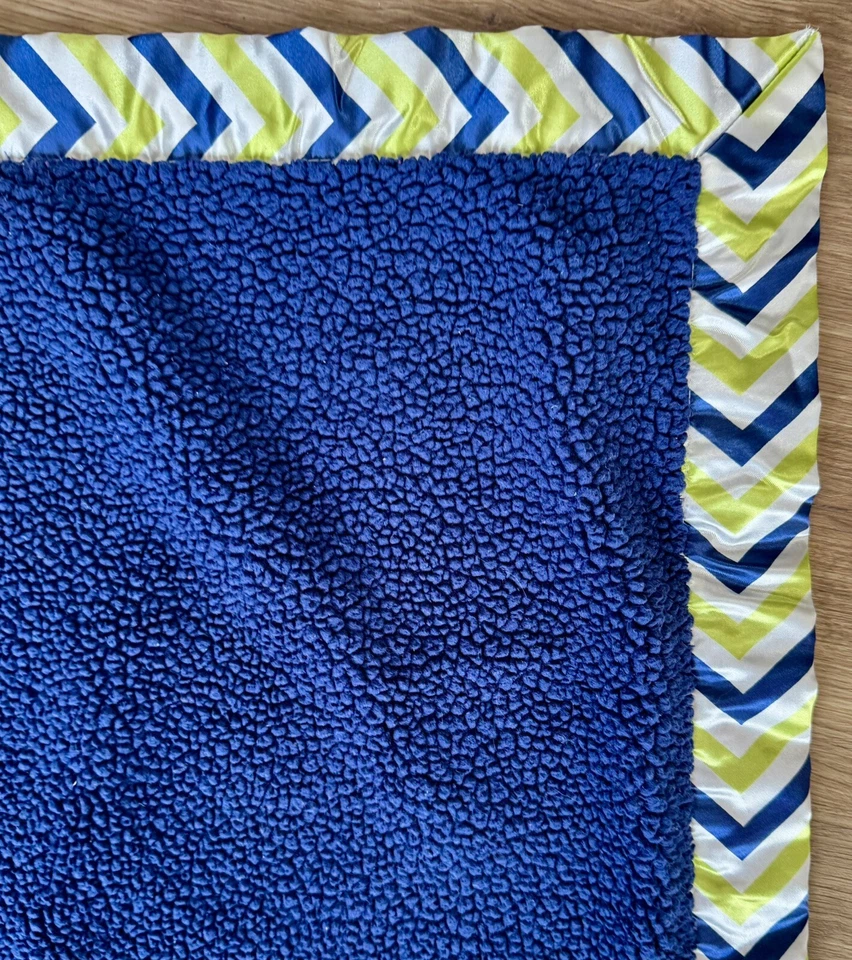 Manta bebé azul Bananafish elefante satinado ribete seguridad felpa terciopelo amoroso Foto 4 de 4