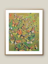 Butterfly Painting Original Acrylic Abstract Art 10x8 Framed Wall Decor Canvas