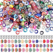 375PCS Large Hole Beads 100PCS Spacer Bead for Jewelry Making,Bulk European ...