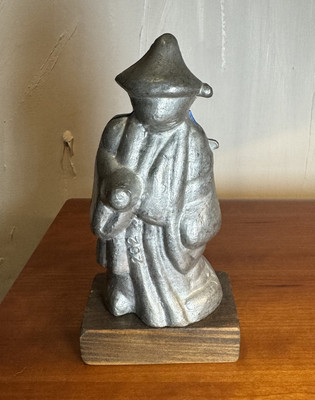 Antique S & Co Pewter Ice Cream Mold #202 Mikado Man w/ Lantern Asian Design