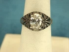 VINTAGE STERLING SILVER RING WITH SPARKLING SIM. DIAMOND - SIZE 7