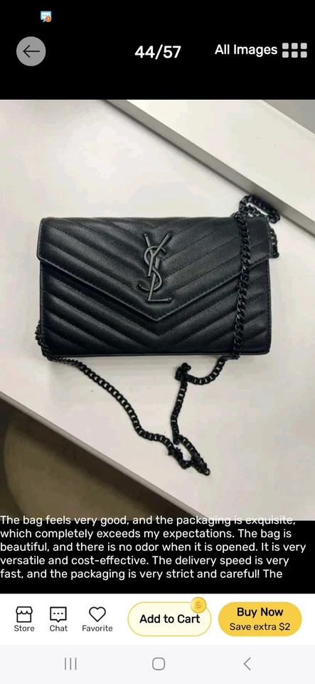 Cartera mediana sobre Saint Laurent en acolchado Grain De Pourde Caviar negra Foto 2 de 4