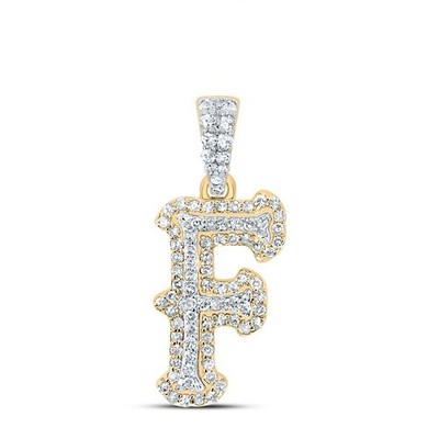0,29 ctw natürlicher Diamant 10k Gelb & Weißgold 1,29g Initiale ''F'' Anhänger Charm