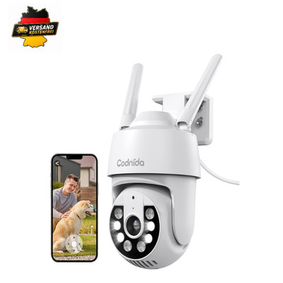 Codnida 2K Außenwlan Kamera 3MP 360 PTZ 2 We