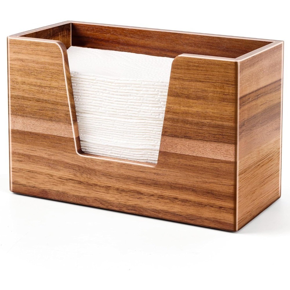 Wooden Paper Towel Holder, Napkin Holder for Bathroom Kitchen Countertop,