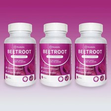 3PCS Rosabella Organic Beet Root 60 Capsules Natural Energy Boost Blood Pressure