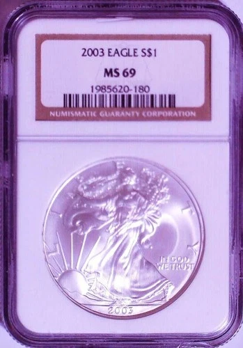 2003 American Silver Eagle S$1 Coin NGC MS69