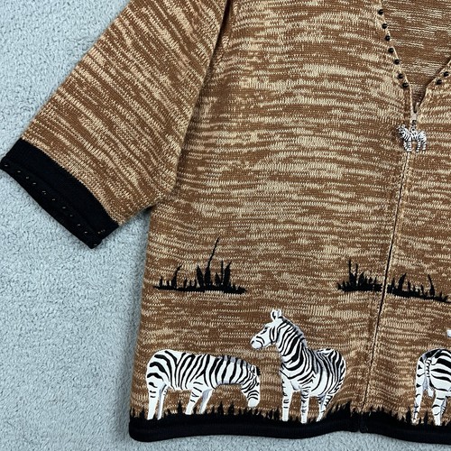 Storybook Strickpullover Damen 3X braun Reißverschluss Strickjacke Zebra Sonnenuntergang Afrika - Bild 7 von 24
