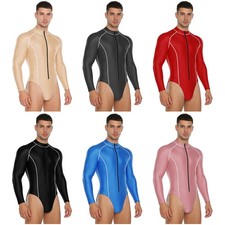Men Unitard Dance Bodysuit Dating Night Jumpsuit Five Finger Romper Performance