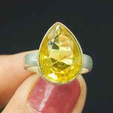 Natural Citrine Gemstone Handmade 925 Sterling Silver Ring Size-5 US