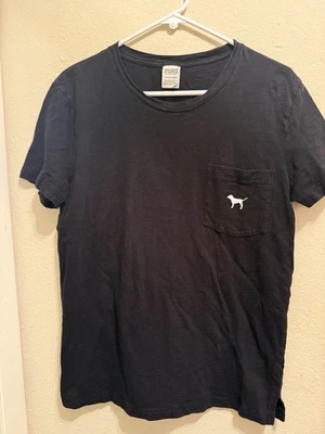 Victoria’s Secret PINK Black Pocket Tee LOVE PINK 1986 Graphic Back Size M - Image 1 of 3