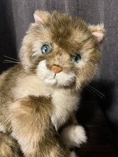 Russ Caress Soft Pets Cat Victoria 12" Kitty Brown Golden White Blue Eye Sitting
